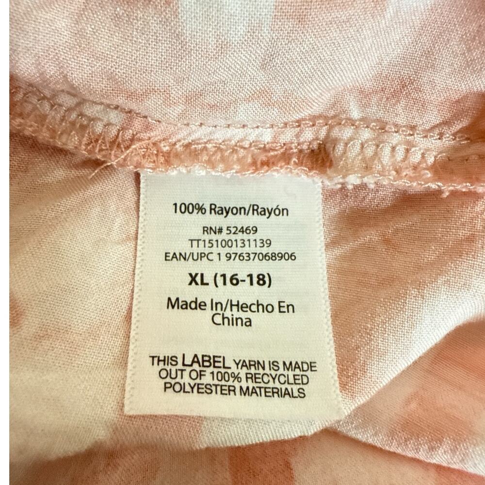 Time & Tru Women’s Boho Peasant Brushstroke Print Tie-Waist Dress in Pink Sz XL - Picture 9 of 9